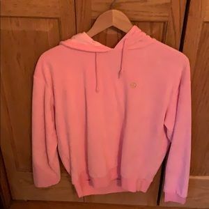 Topshop pink velvet hoodie